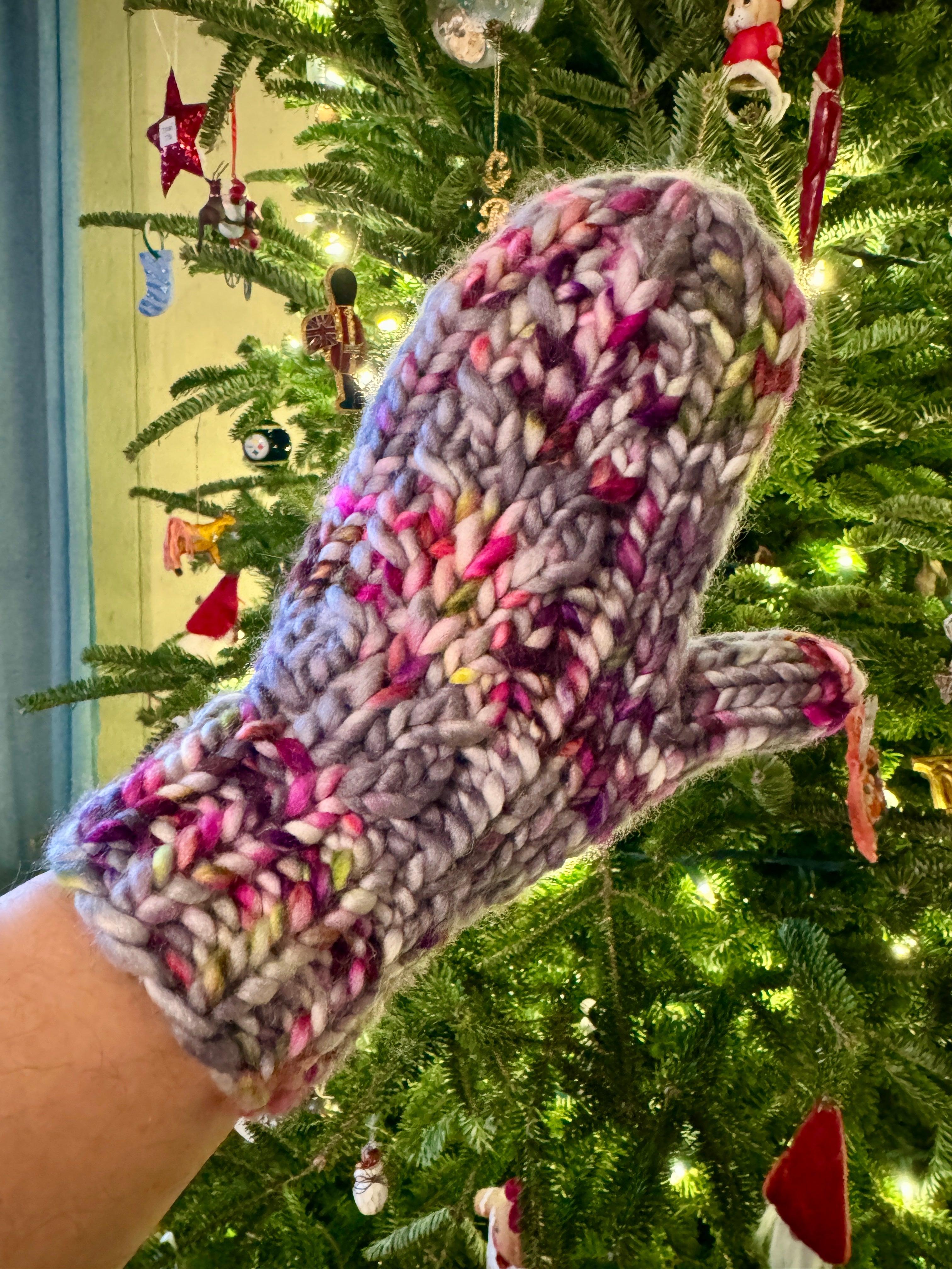Luxury Hand knit hand dyed merino wool mittens hygge classy women adult warm winter fashion soft teens gift