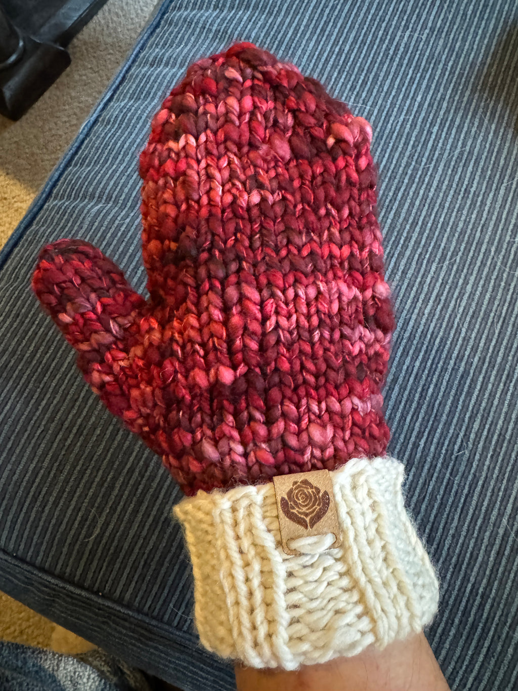 Luxury Hand knit wool mittens red Christmas gift hygge classy women adult warm winter fashion soft teens valentine gift