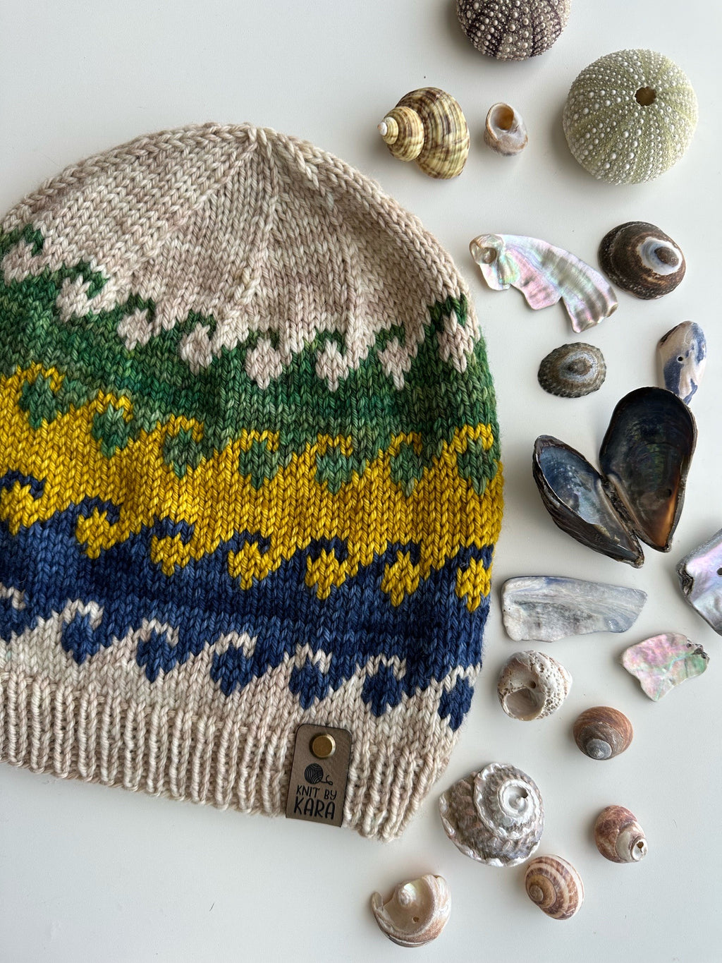 The Seascape Beanie Knitting PATTERN colorwork fair isle ocean waves dk weight
