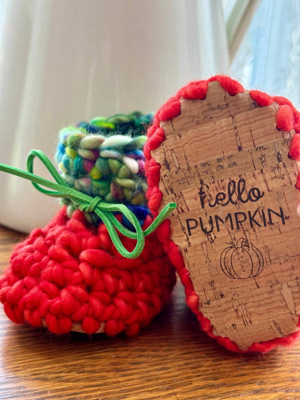 Luxury newborn crochet merino booties fall baby shower gift new mom cute hello pumpkin bright orange