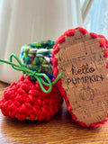 Luxury newborn crochet merino booties fall baby shower gift new mom cute hello pumpkin bright orange