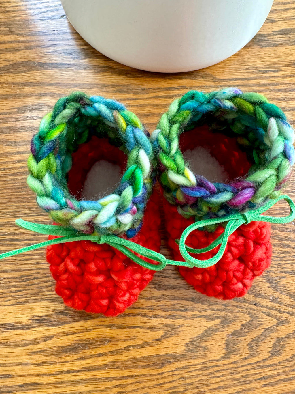 Luxury newborn crochet merino booties fall baby shower gift new mom cute hello pumpkin bright orange
