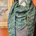 Luxury women's hand knit high fashion wool slow fashion gift green shawl merino wool mohair