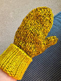 Luxury Hand knit wool mittens gold yellow gift hygge classy women adult warm winter fashion soft teens valentine gift
