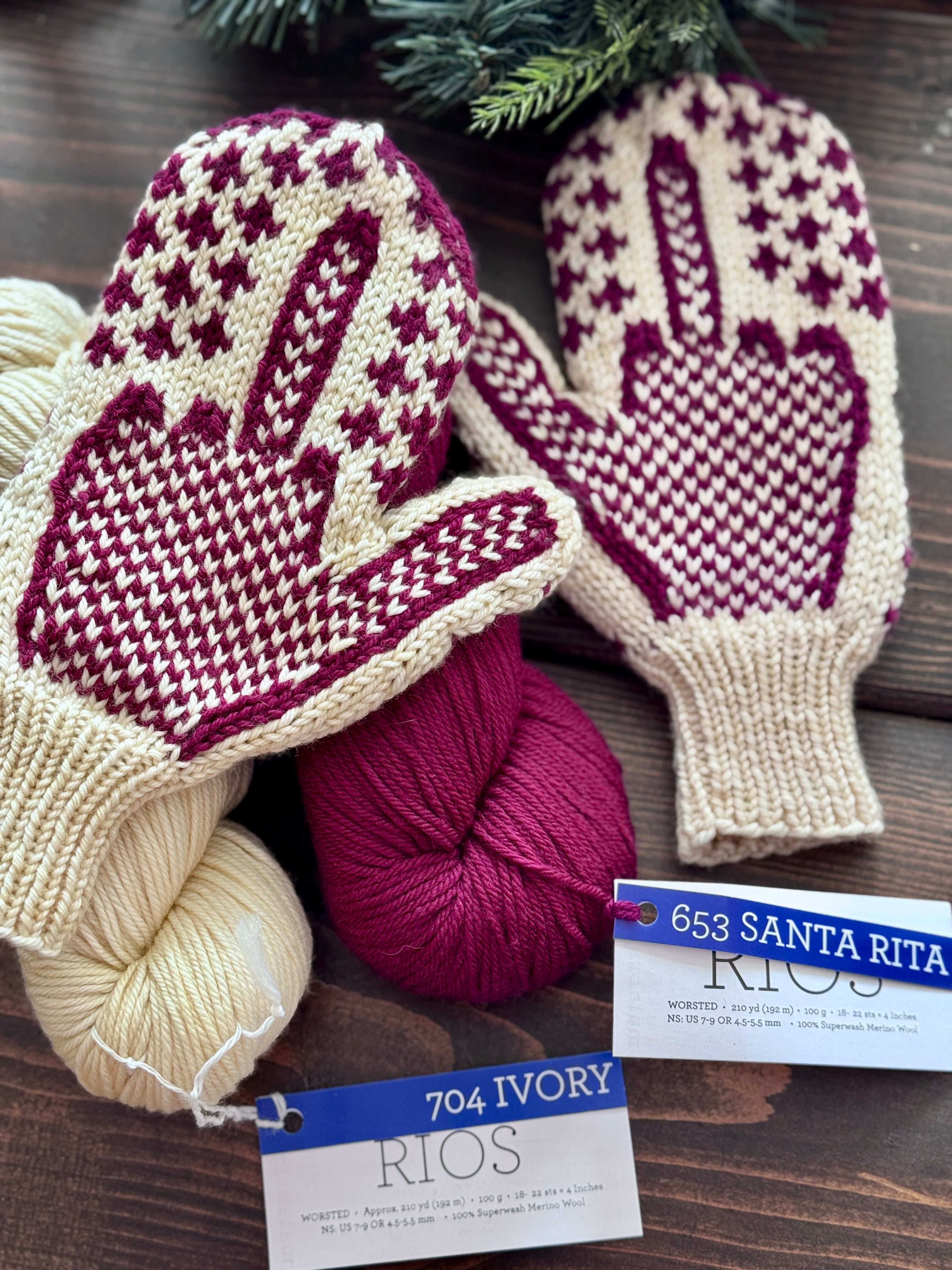 Malabrigo Rios Angry Mittens KNITTING YARN KIT worsted weight 3 ivory santa rita