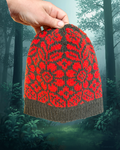 Luxury women's hand knit flower beanie wool slow fashion gift fair isle