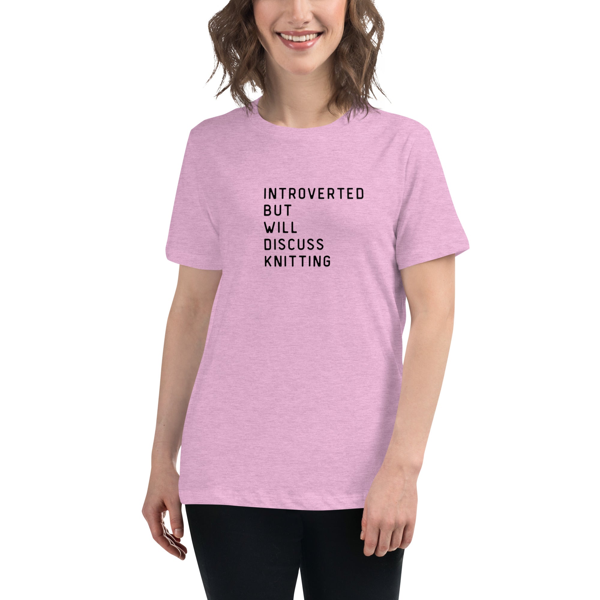Introverted but will discuss knitting Women's Relaxed T-Shirt