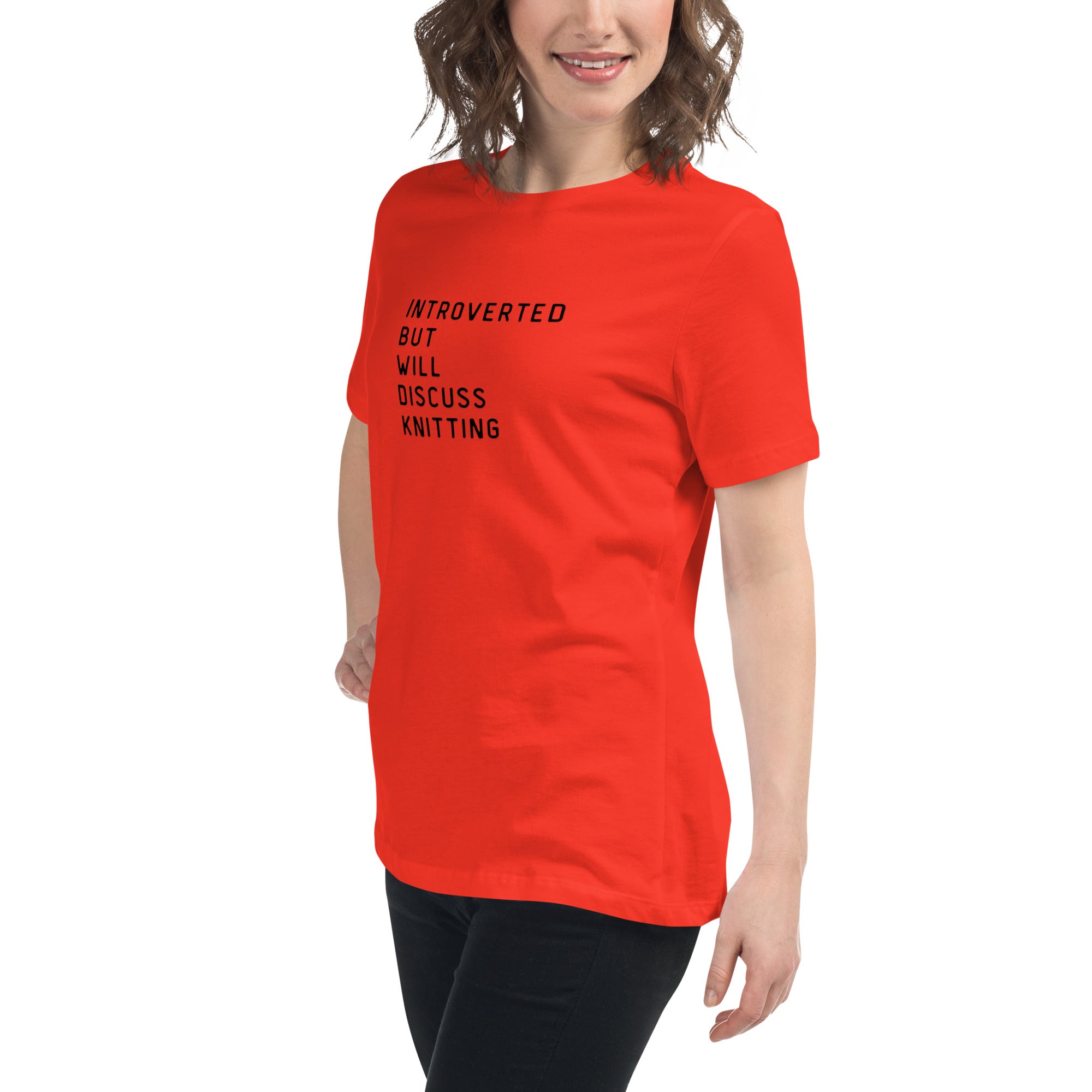 Introverted but will discuss knitting Women's Relaxed T-Shirt