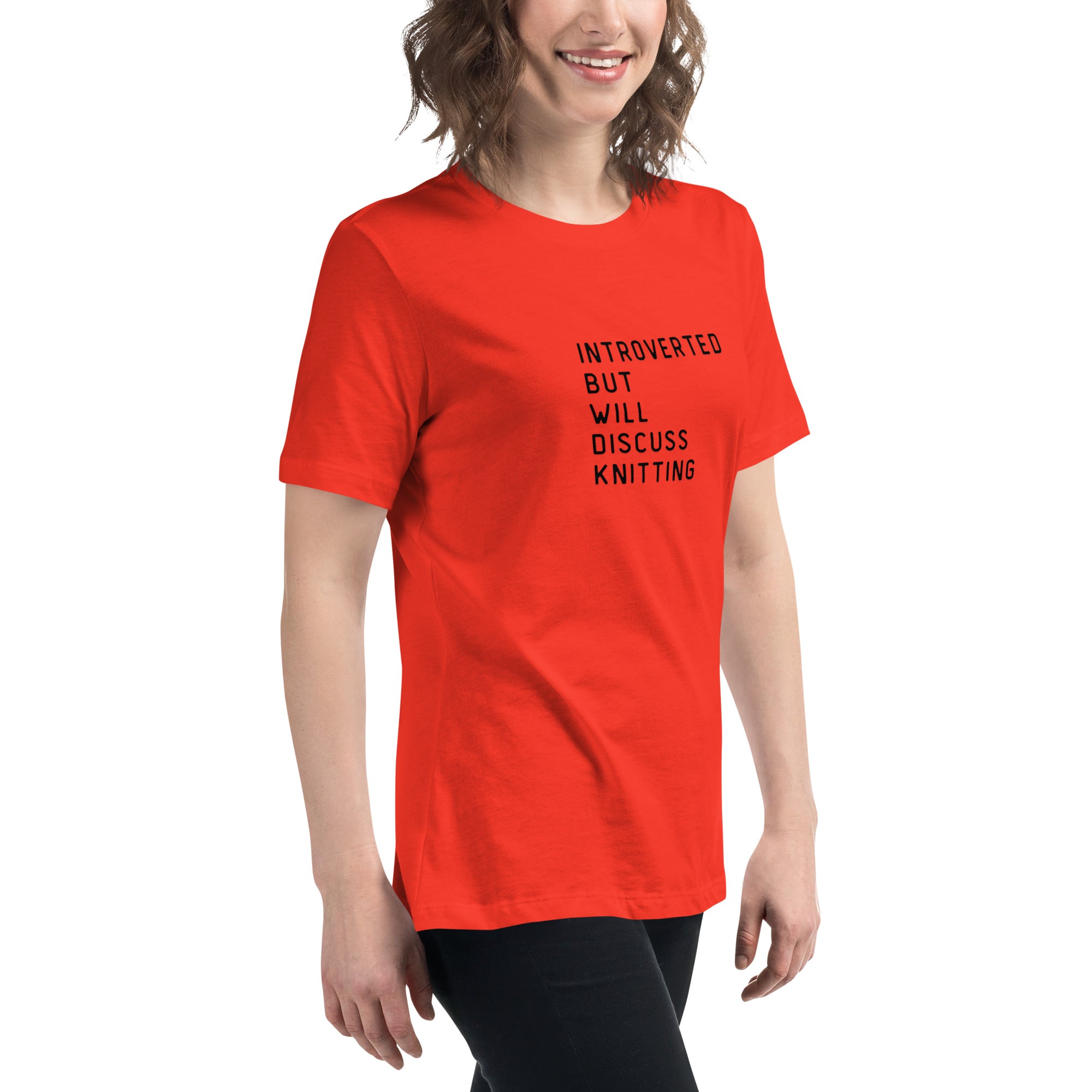 Introverted but will discuss knitting Women's Relaxed T-Shirt