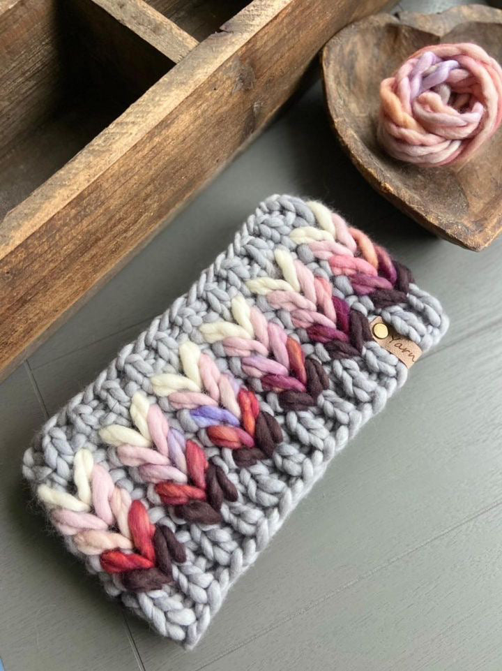 The Heartbreaker Earwarmer with bonus coffee cozy digital knitting super bulky PATTERN