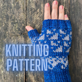 The Feeding Frenzy Fingerless Mitts Knitting PATTERN color work sharks waves