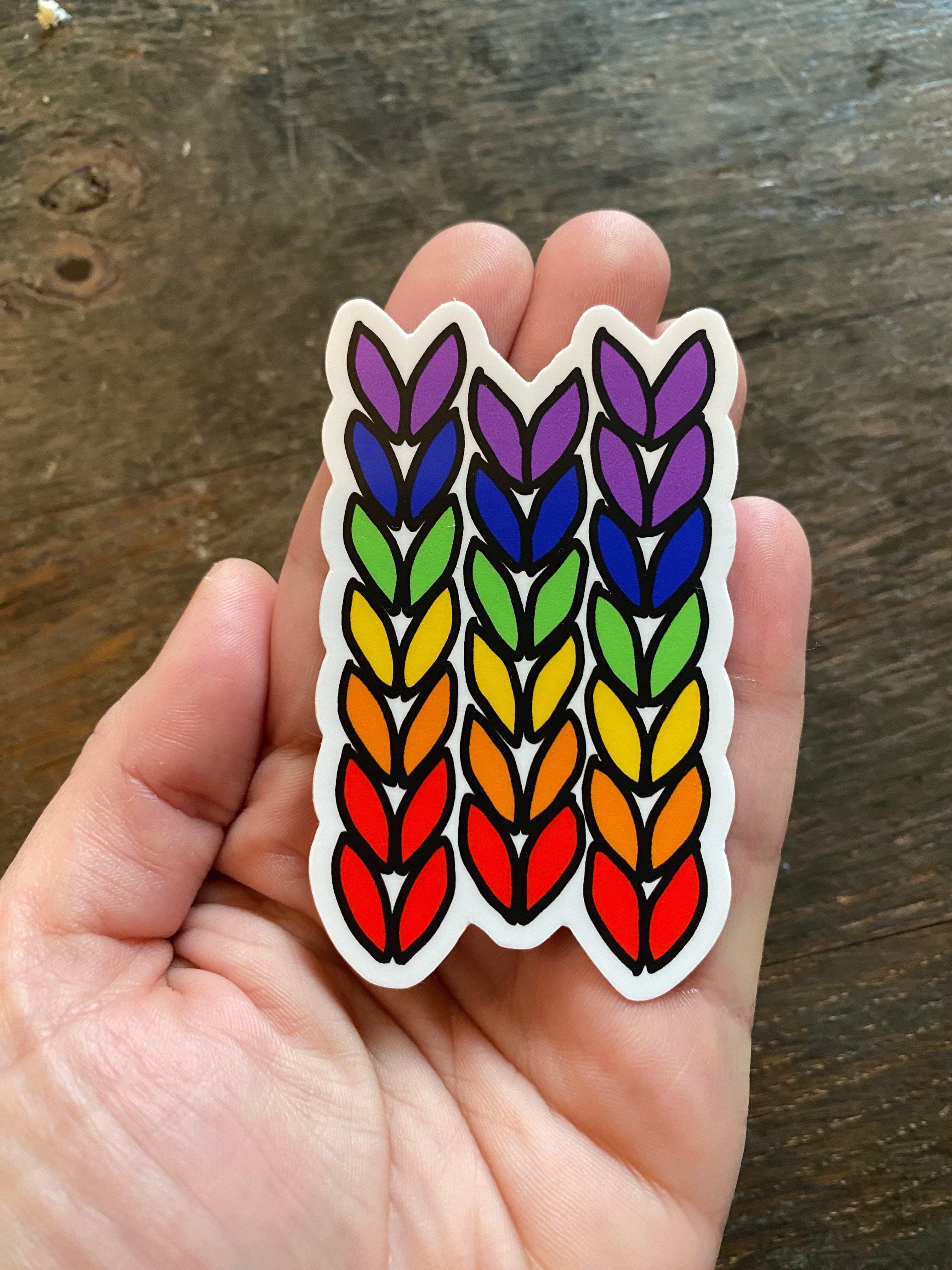 Rainbow knit 3" vinyl sticker