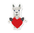 Llama knitting heart 3" vinyl sticker knitting