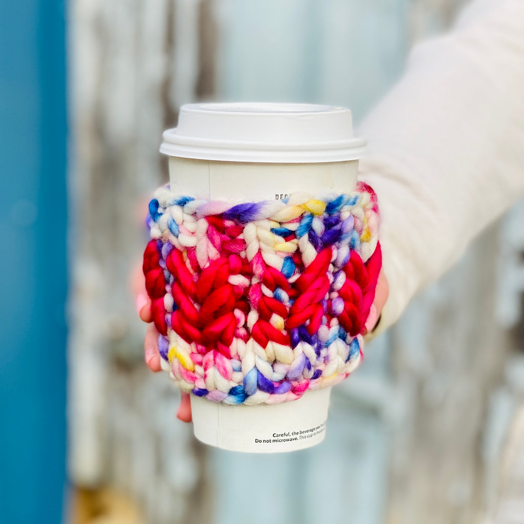 The Heartbreaker Earwarmer with bonus coffee cozy digital knitting super bulky PATTERN
