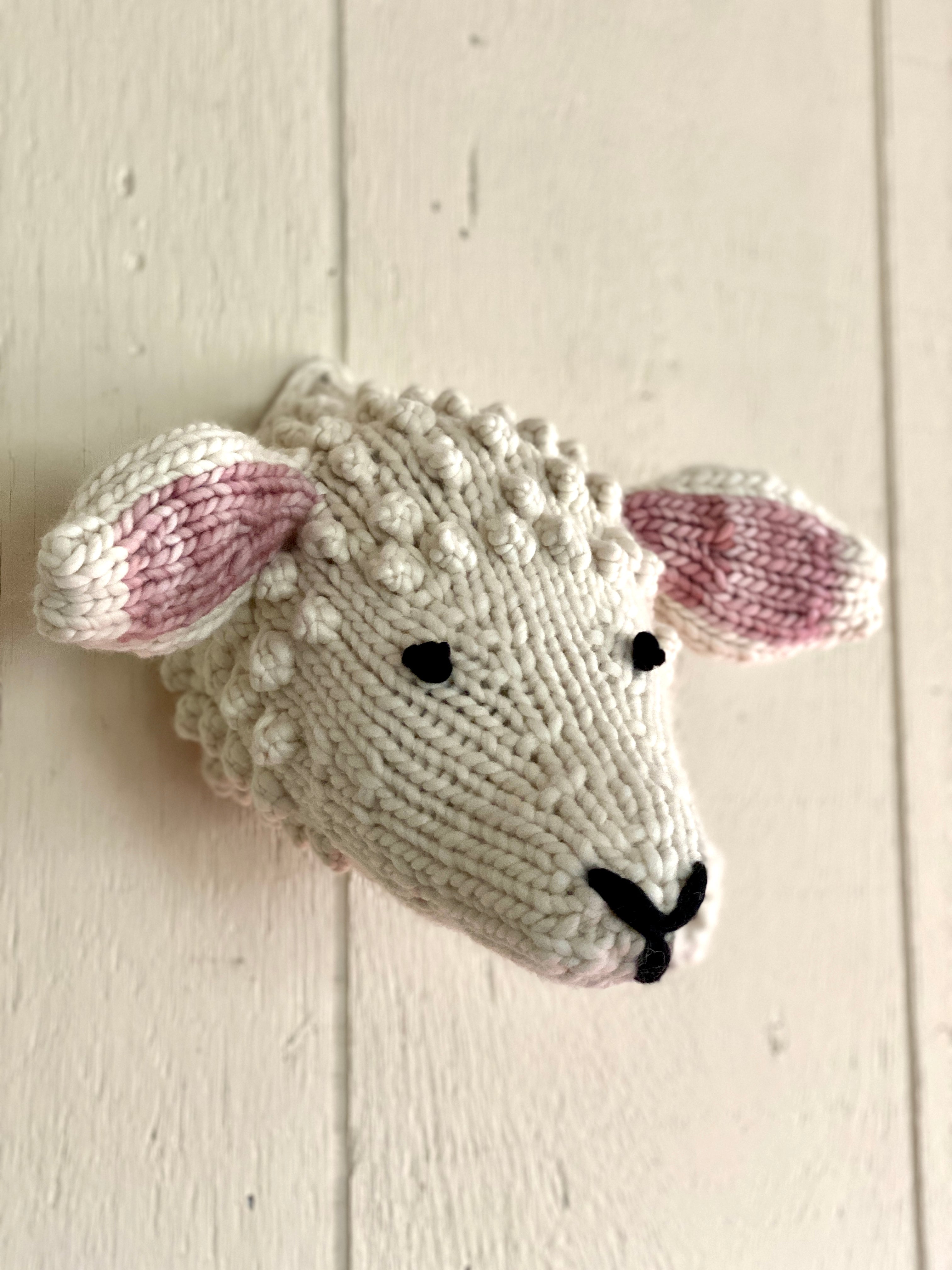 Taxidermy head KNITTING KIT Mini sheep cute home decor nursery baby kids