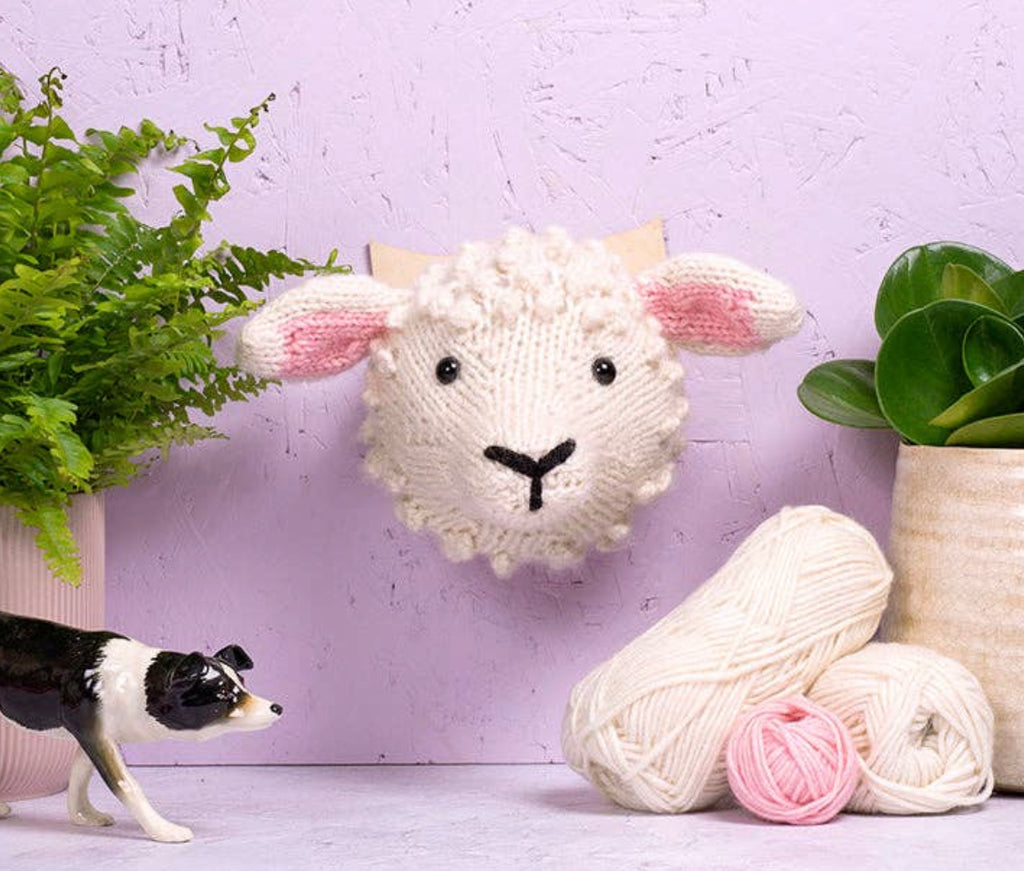Taxidermy head KNITTING KIT Mini sheep cute home decor nursery baby kids