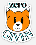 Zero fox given funny 3" vinyl sticker orange